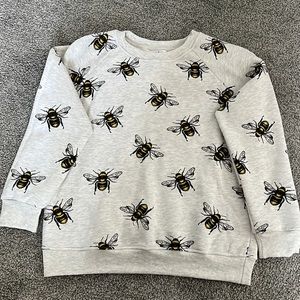 Grey Bumblebee Print Fleece Crewneck Sweatshirt SIZE L